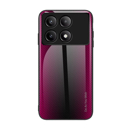 Rose red gradient TPU phone case with textured carbon fiber look and four-camera cutout