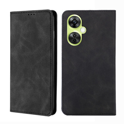 Black leather folio phone case with dual camera cutout and stitched edges