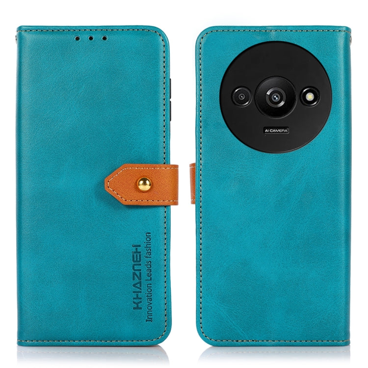 Teal flip leather phone case with magnetic strap and round camera cutout