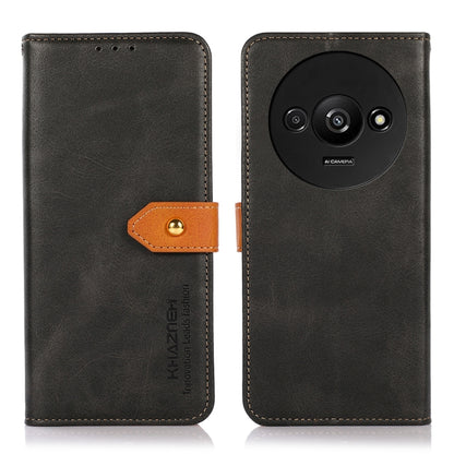 Black cowhide-texture flip leather phone case with magnetic strap and camera cutout