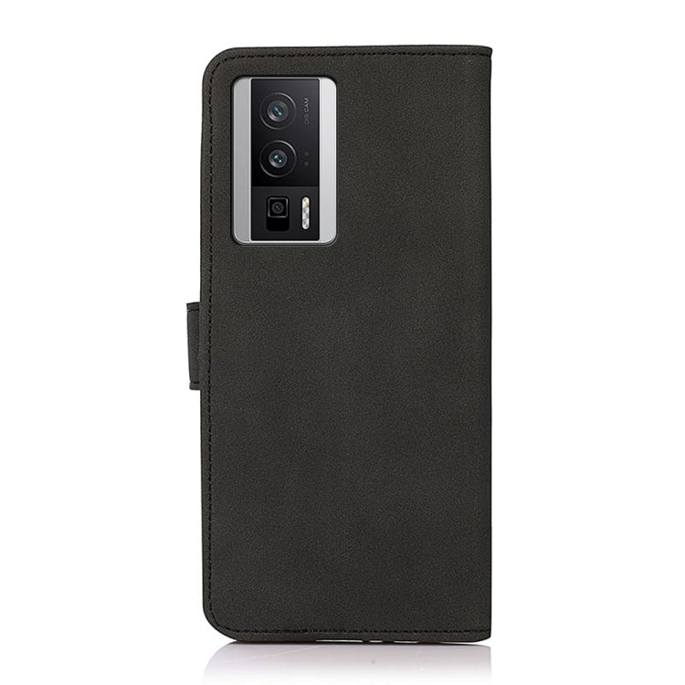 KHAZNEH matte texture leather phone case for Xiaomi Poco F5 Pro, black folio