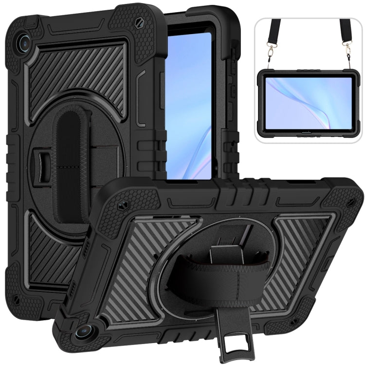 Dark charcoal rugged silicone tablet case with camera cutout and foldable kickstand