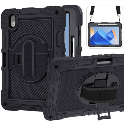 Black rugged silicone tablet case with camera cutout and foldable kickstand