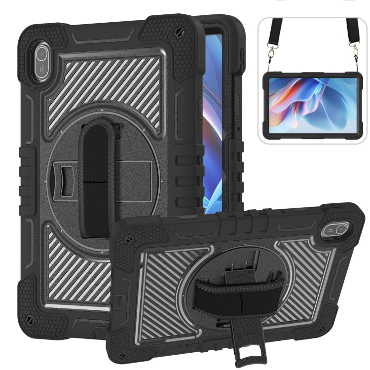 Protective tablet case with rotating stand, navy blue silicone with yellow accents
