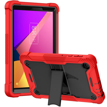 Red and black shockproof tablet case with kickstand and camera opening