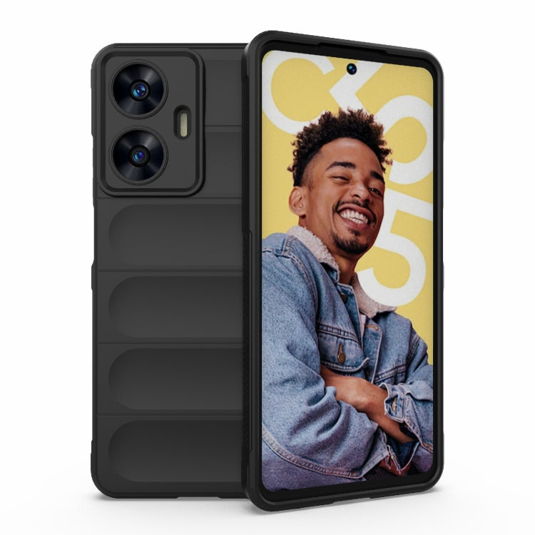 Black phone case with black bezel front, two-camera cutouts, and raised side grips