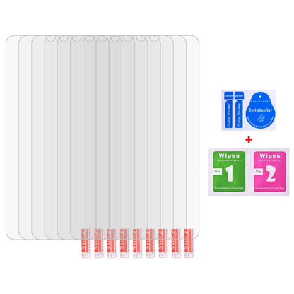 Tempered glass screen protector film set, clear 50-pack, with cleaning wipes