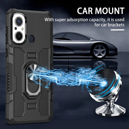 Dark gray/black armor phone case with ring holder and reinforced camera bump
