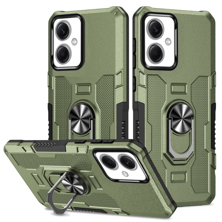 Armor hybrid phone case with ring holder and kickstand, green