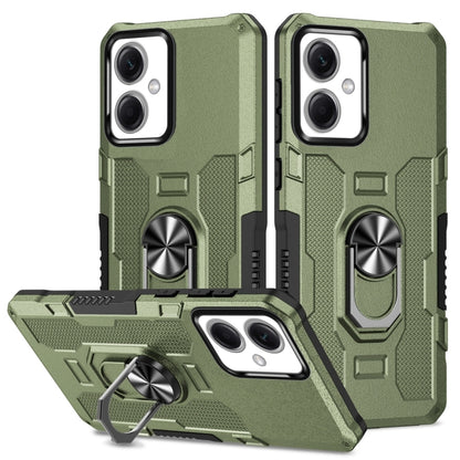 Armor hybrid phone case with ring holder and kickstand, green