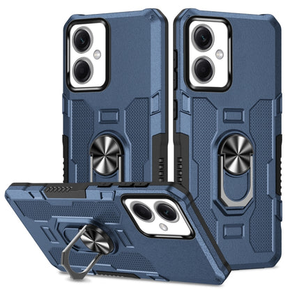 Armor hybrid phone case with ring holder and kickstand, blue