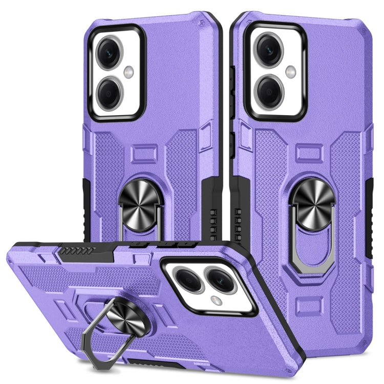 Armor hybrid phone case with ring holder and kickstand, purple