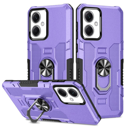 Armor hybrid phone case with ring holder and kickstand, purple