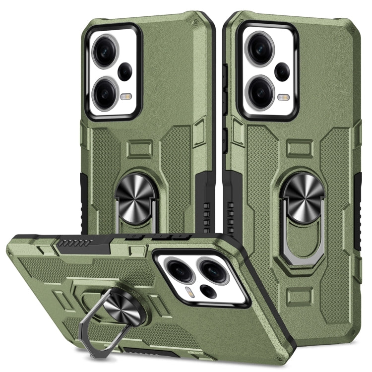 Armor hybrid phone case with ring holder and kickstand, green