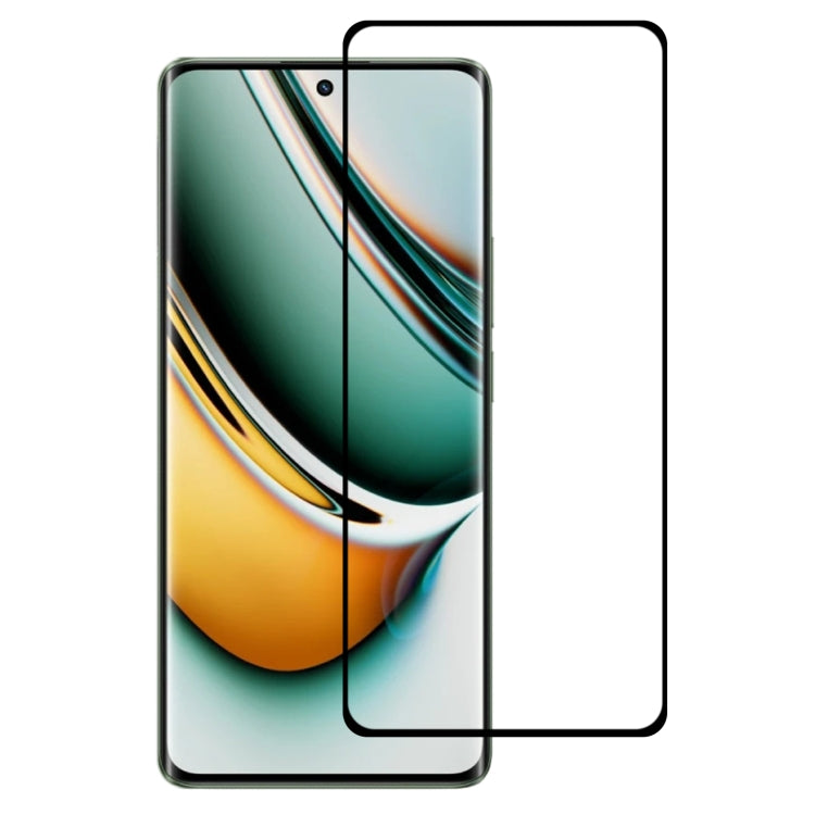 3D curved edge tempered glass screen protector for Realme 11 Pro, black