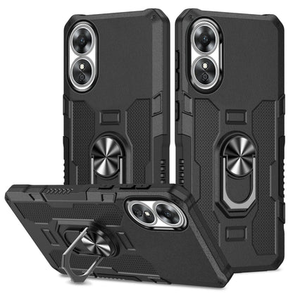 Black rugged hybrid phone case with ring holder and dual camera cutouts