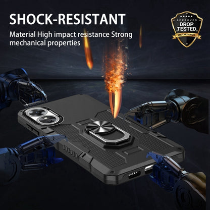 Black rugged phone case with ring holder and drop-tested style