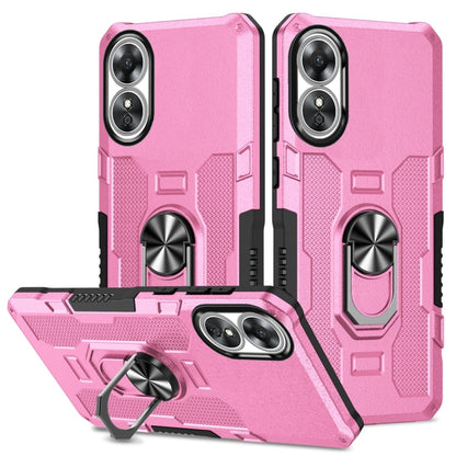 Pink rugged hybrid phone case with ring holder and dual camera cutouts