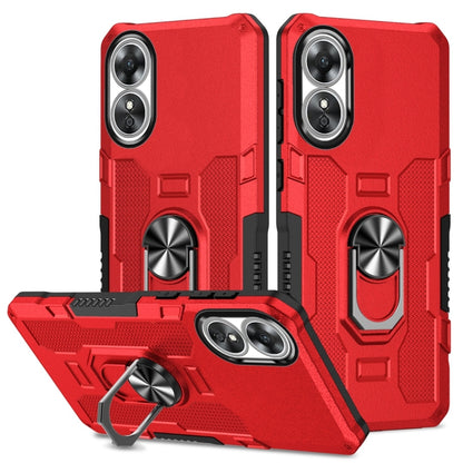 Red rugged hybrid phone case with ring holder and dual camera cutouts