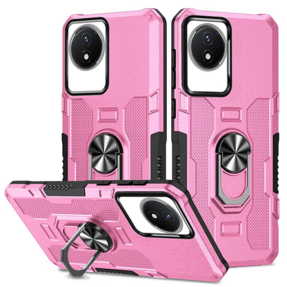 Pink hybrid armor phone case with ring holder and kickstand for phone camera cutouts.