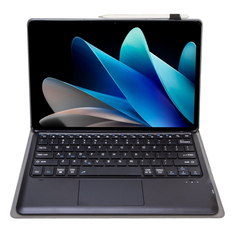 Black keyboard folio case with tablet display and full QWERTY keys.