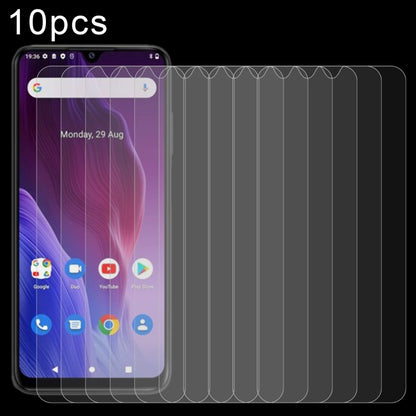 10-pack clear tempered glass screen protector film covering a curved-screen phone
