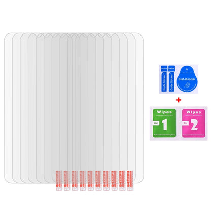 10 tempered glass screen protector films pack with cleaning wipes, clear cutouts