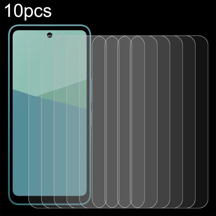 10-pack tempered glass screen protectors with 2.5D curved edges, clear finish