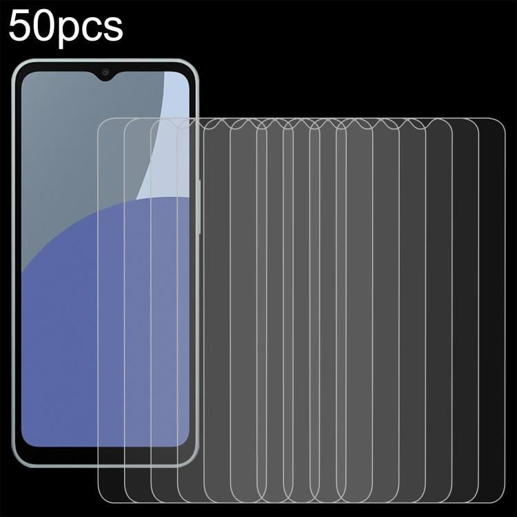 Tempered glass screen protector film, clear 2.5D sheets (50-pack) for phone front screen