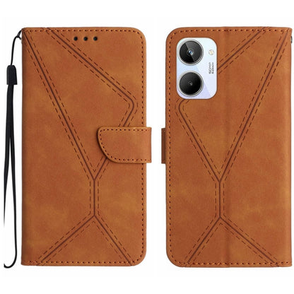Brown embossed leather phone wallet case with magnetic flap, wrist strap, card slot, camera cutout
