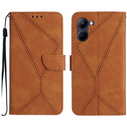 Brown embossed leather phone wallet case with magnetic flap, wrist strap, card slot, camera cutout