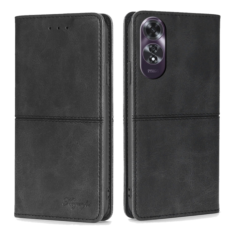 Magnetic leather wallet phone case, black, front and back with camera cutout