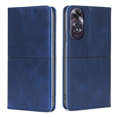 Magnetic leather wallet phone case, blue, front and back with camera cutout