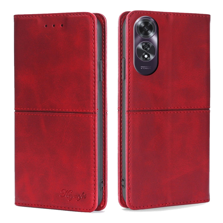 Magnetic leather wallet phone case, red, front and back with camera cutout