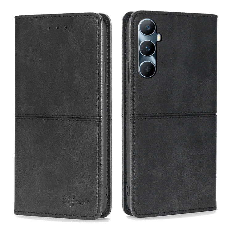 Black textured leather magnetic wallet phone case with camera cutout and buttons
