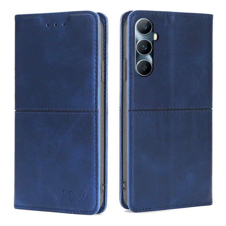 Blue textured leather magnetic wallet phone case with camera cutout and buttons