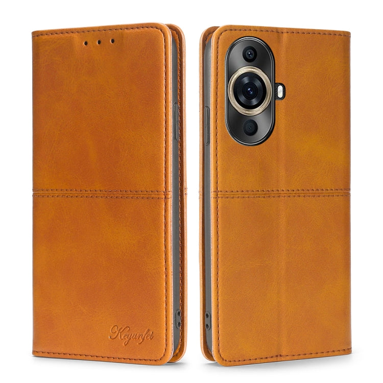 Amber leather folio phone case with camera opening and front flap