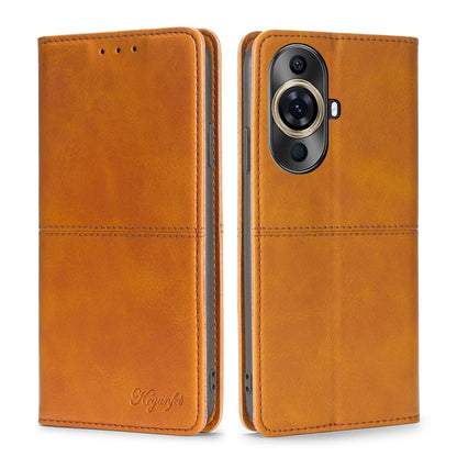 Amber leather folio phone case with camera opening and front flap