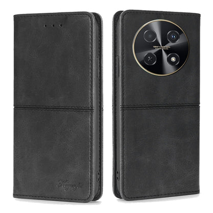 Black leather folio phone case with magnetic flap and rear camera cutout