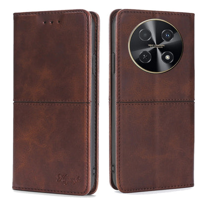 Dark brown leather folio phone case with magnetic flap and rear camera cutout