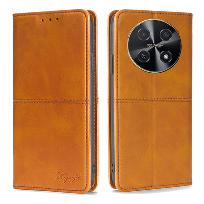 Light brown leather folio phone case with magnetic flap and rear camera cutout