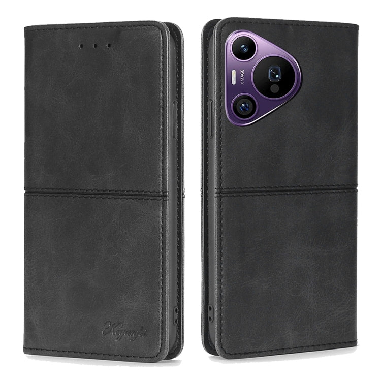 Black magnetic leather phone case with flip cover and camera cutout