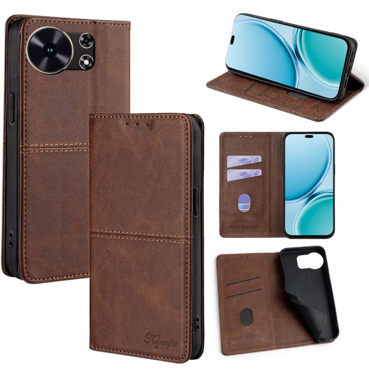 Dark brown magnetic folio phone case with card slots and flip stand