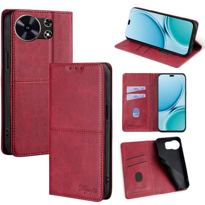 Red magnetic folio phone case with card slots and flip stand