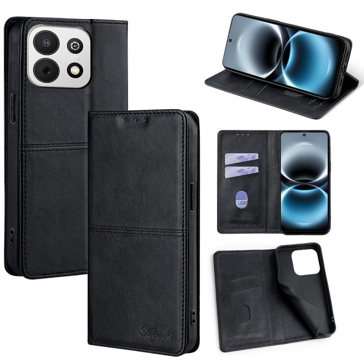 Black magnetic folio phone case with card slots and flip stand