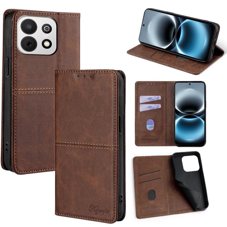 Dark brown magnetic folio phone case with card slots and flip stand