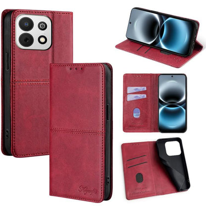 Red magnetic folio phone case with card slots and flip stand