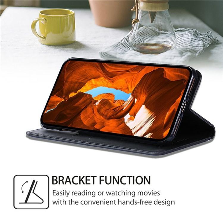 Magnetic leather wallet phone case, black, front cover with stand for viewing