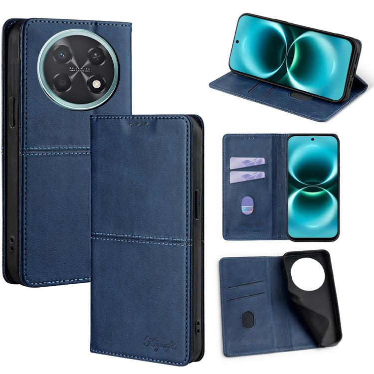 Magnetic leather wallet phone case, blue, flip cover with card slots and stand