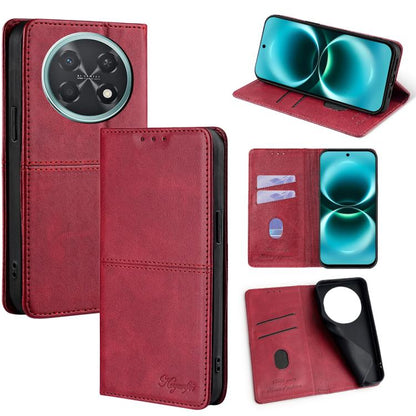 Magnetic leather wallet phone case, red, flip cover with card slots and viewing stand